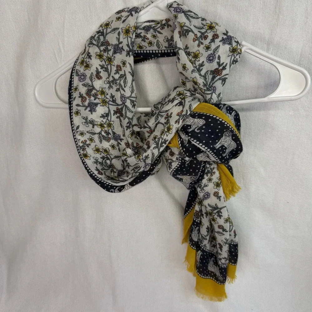 LOFT Ann Taylor Floral Tiger Scarf Wrap Shawl Yellow Boho Chic